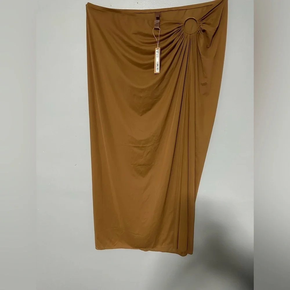 SKIMS COVER UP Mesh Long Sarong Color Almond Size 3X